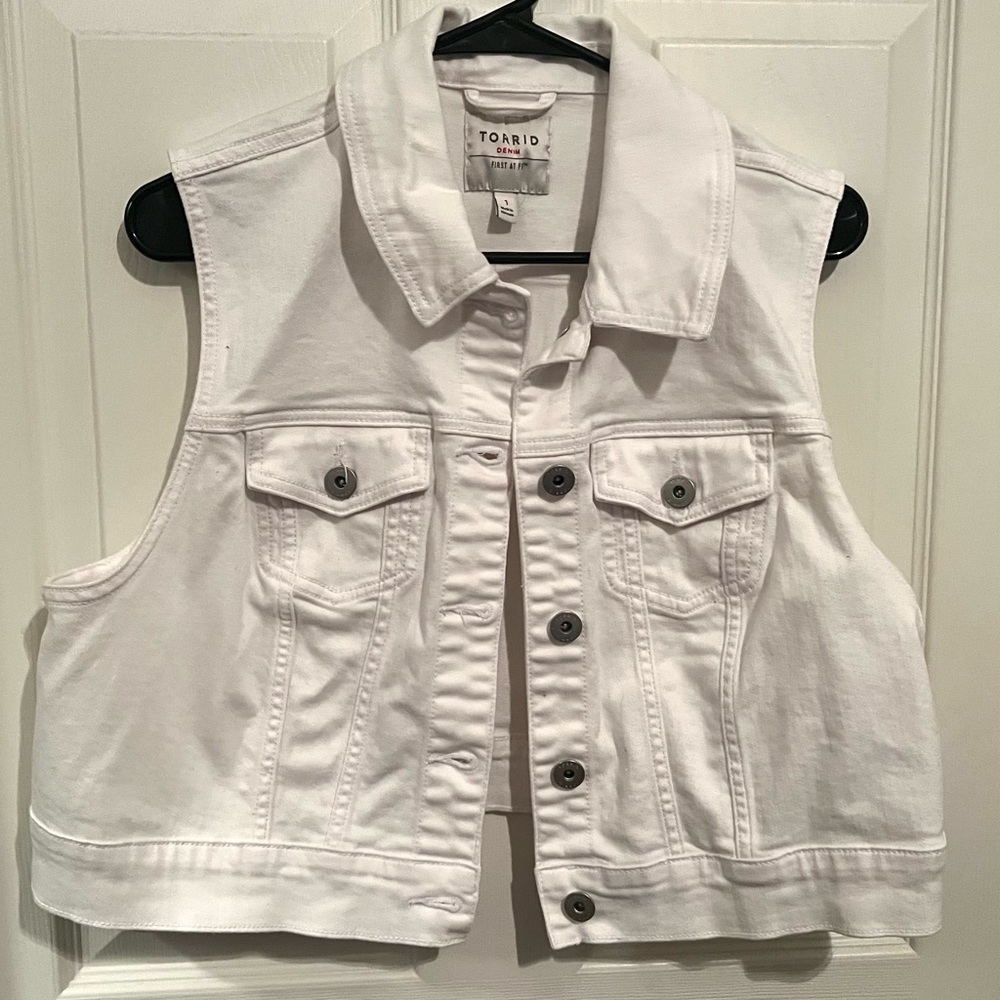 Torrid White Denim Vest